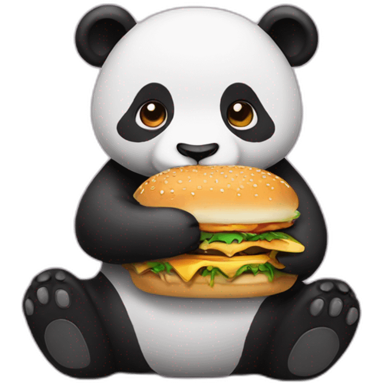 panda eating hamburger emoji