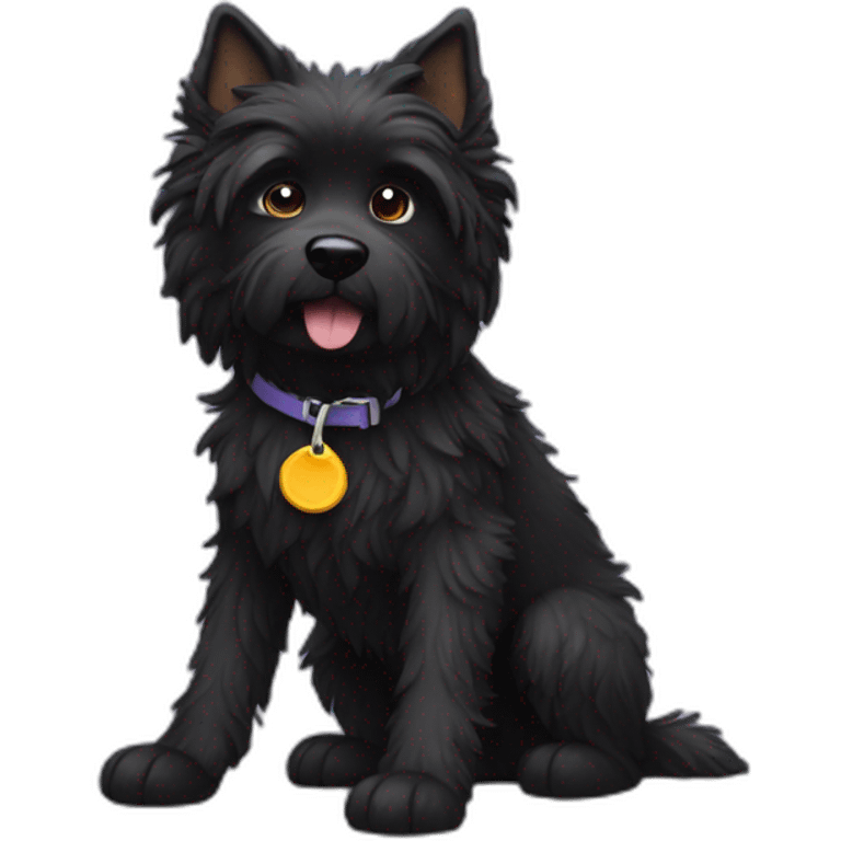 Black scruffy dog with binky emoji