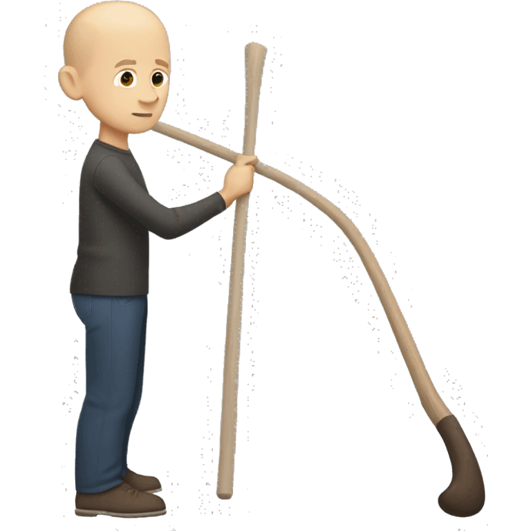 white man with short hair like a buzz cut holding a big stick emoji