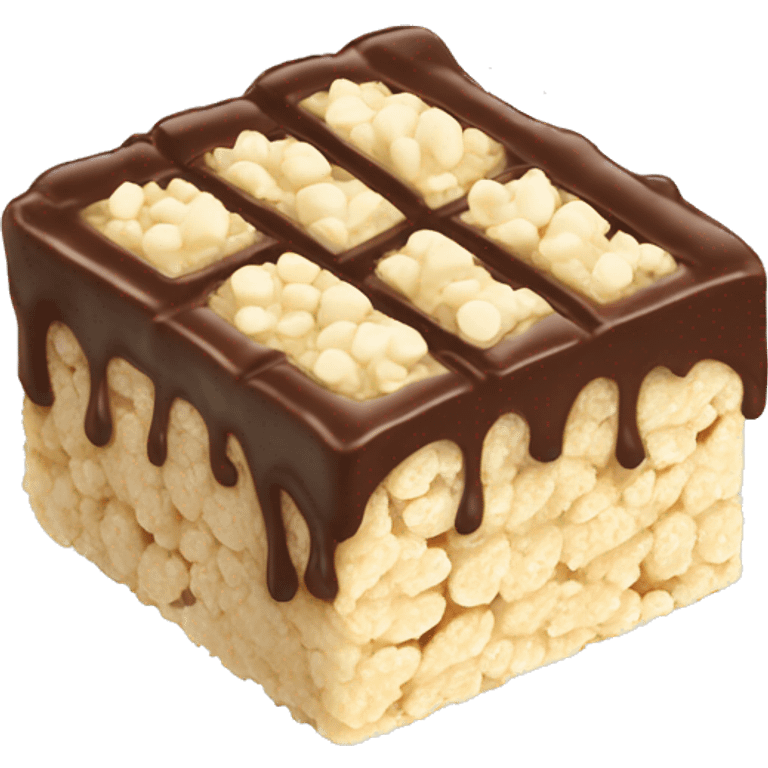 rice krispie bar with chocolate on top and white chocolate emoji