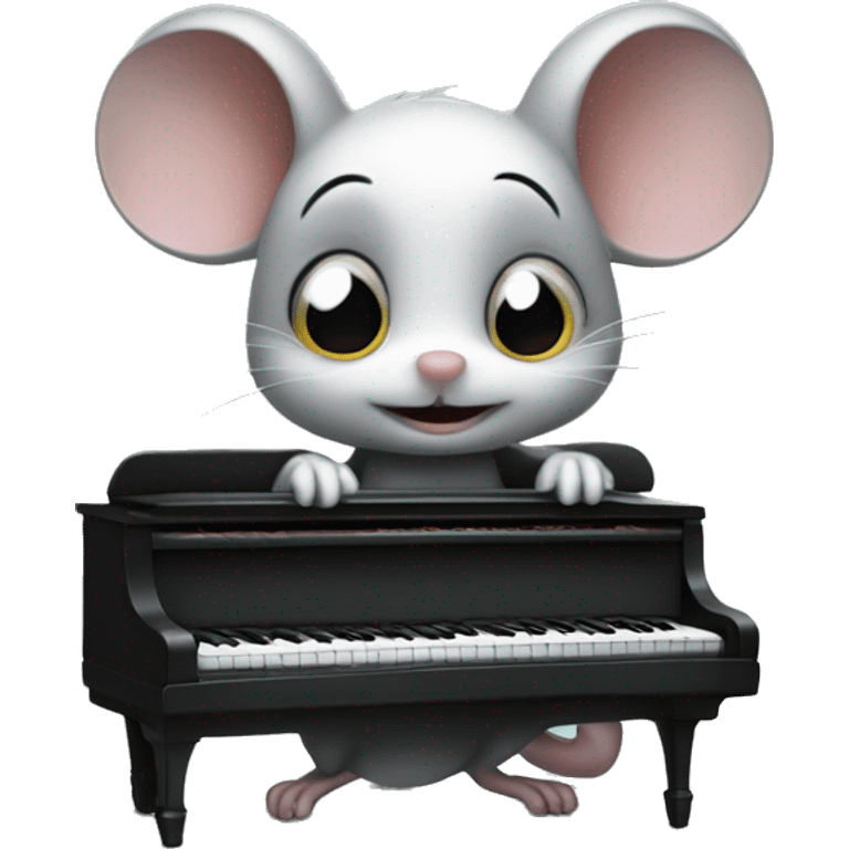 Chiby mouse playing piano, by Tim Burton  emoji