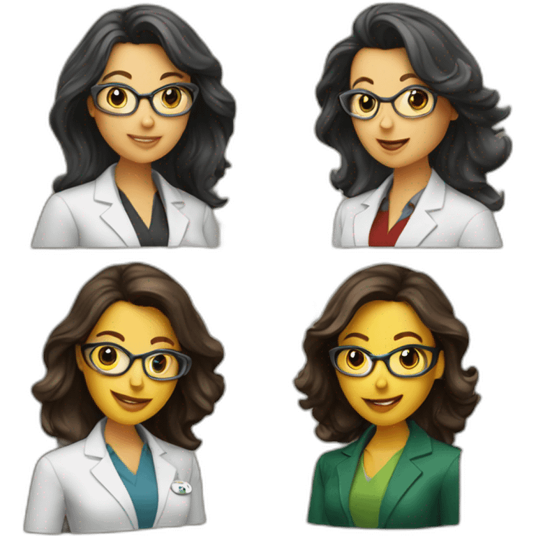 four drinking female scientists in cube orientation emoji