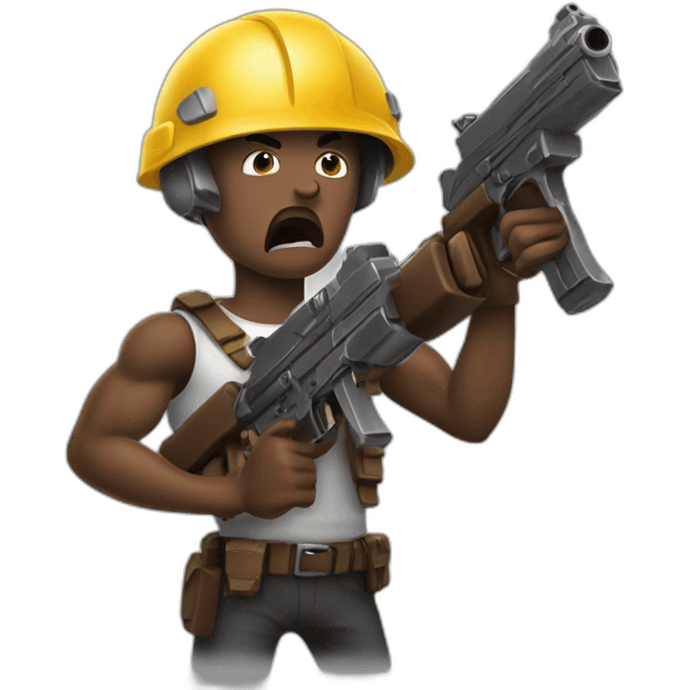 Chocorrol brown with gun and helmet very angry because he lost emoji