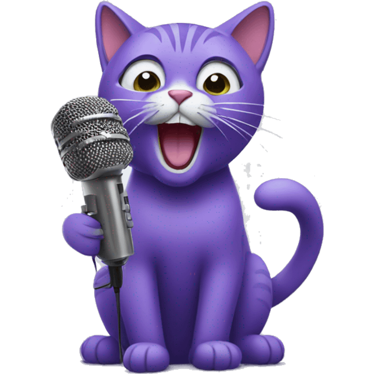 purple cat singing in microphone emoji