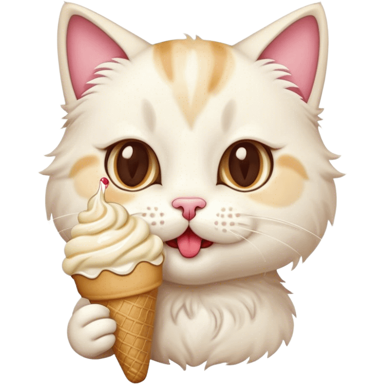 Cute cat eating ice cream  emoji