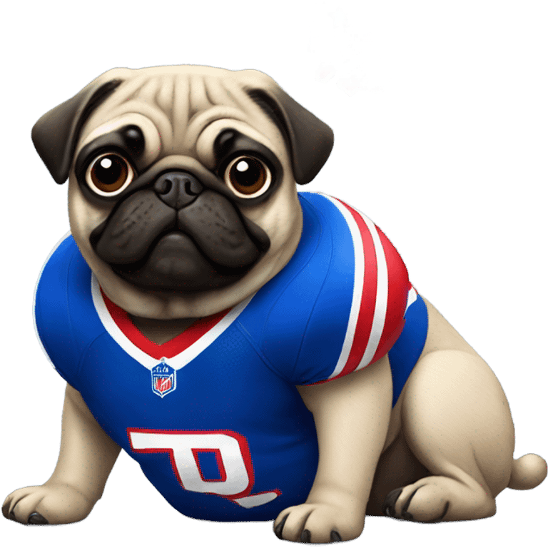 Pug wearing buffalo bills jersey full emoji