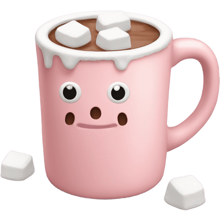 Light Pink mug of hot chocolate with marshmallows  emoji