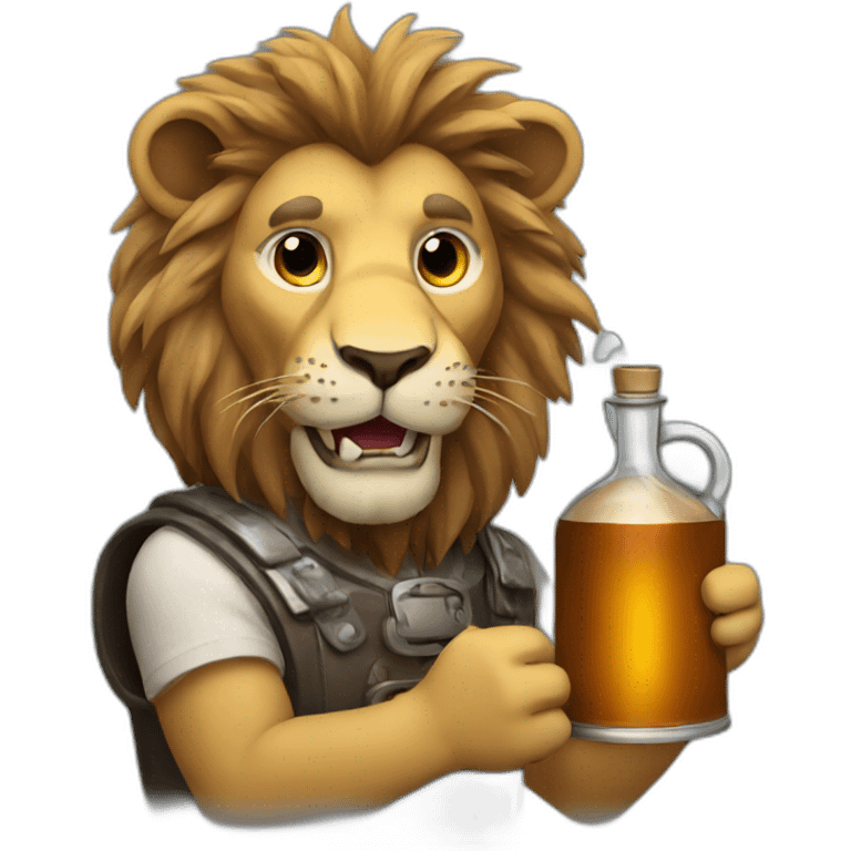 Lion holding a flask emoji