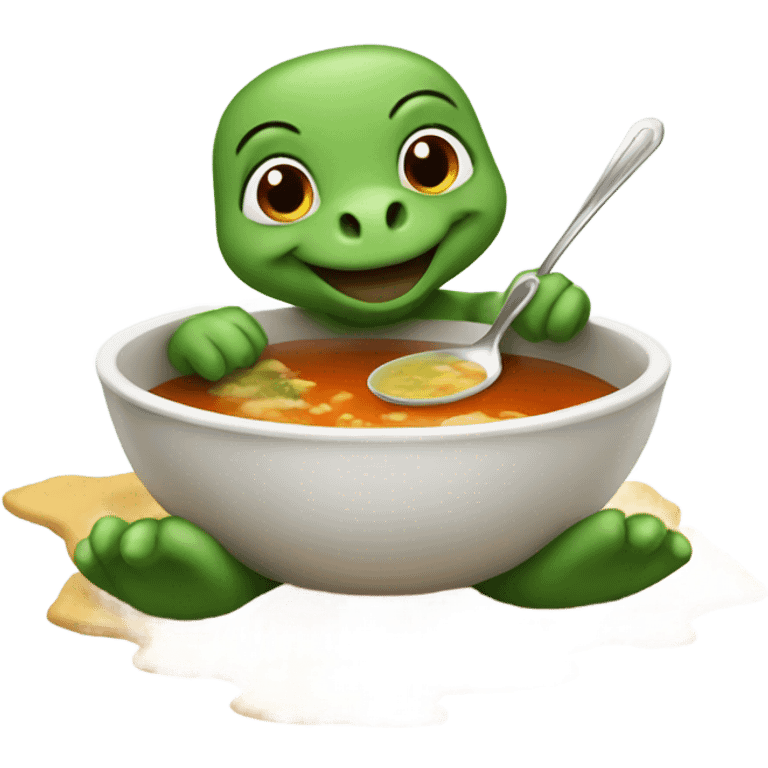 Turtle eating soup  emoji