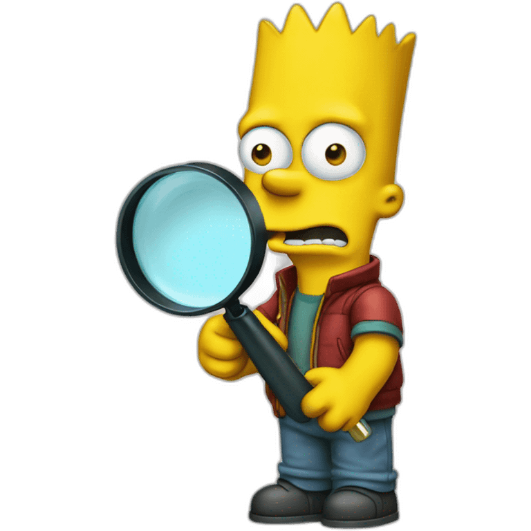 Bart Simpson holding a magnifying glass emoji