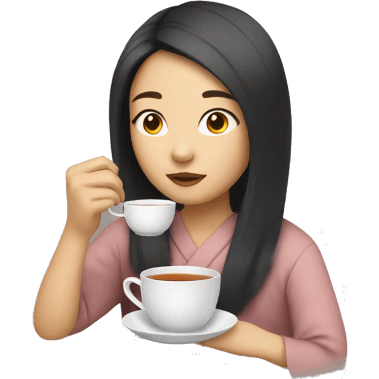 asian Girl sipping tea emoji