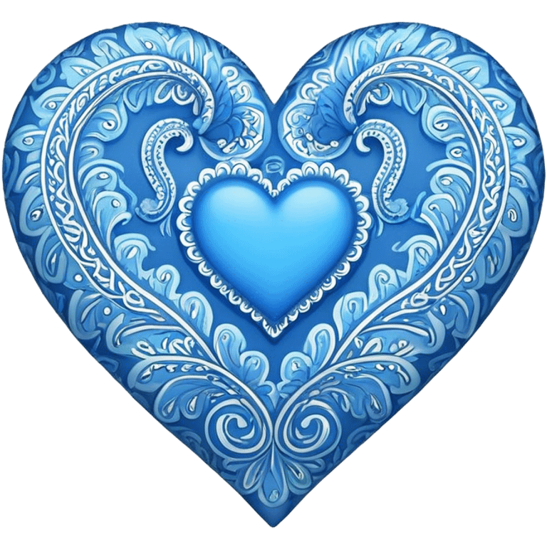 Blue heart with paisley  emoji