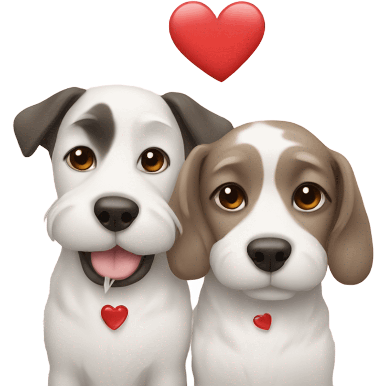 2 dogs with a heart emoji