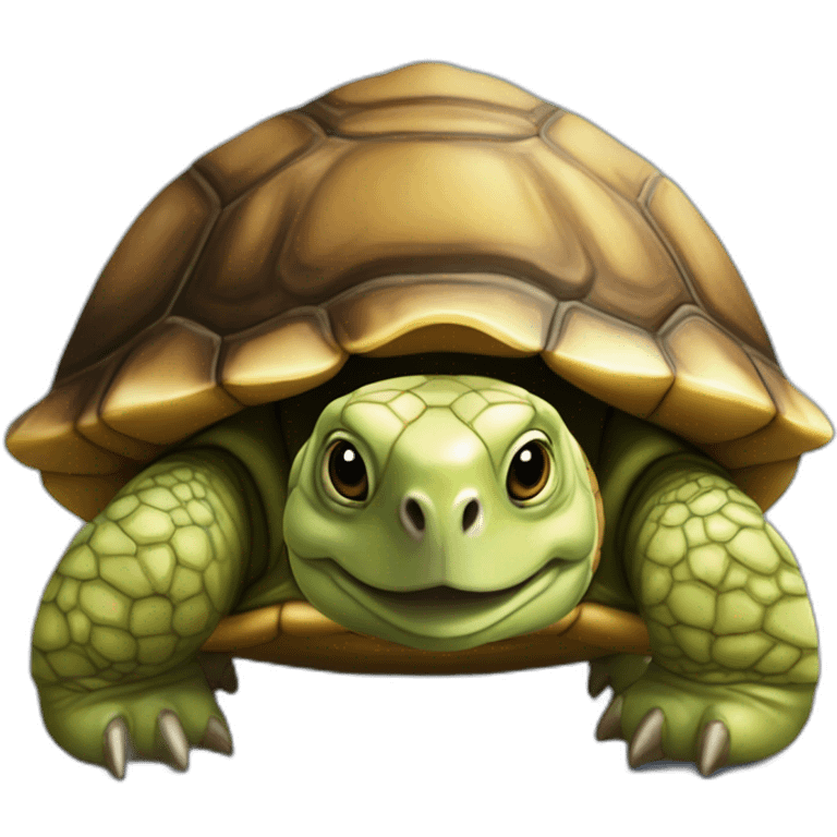 une tortue qui est sur le dos d'un ours emoji