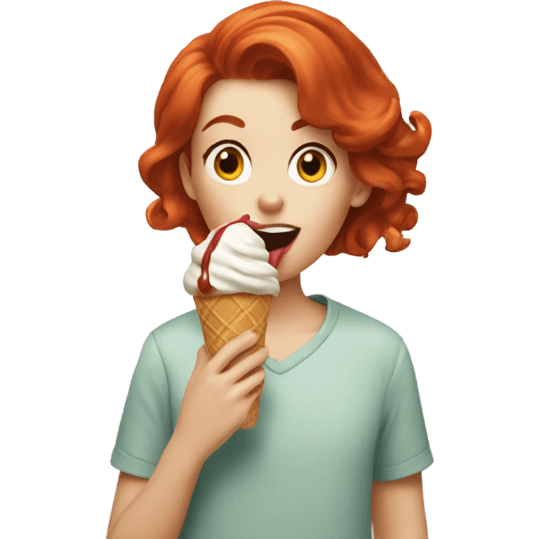 Redhead licking ice cream emoji