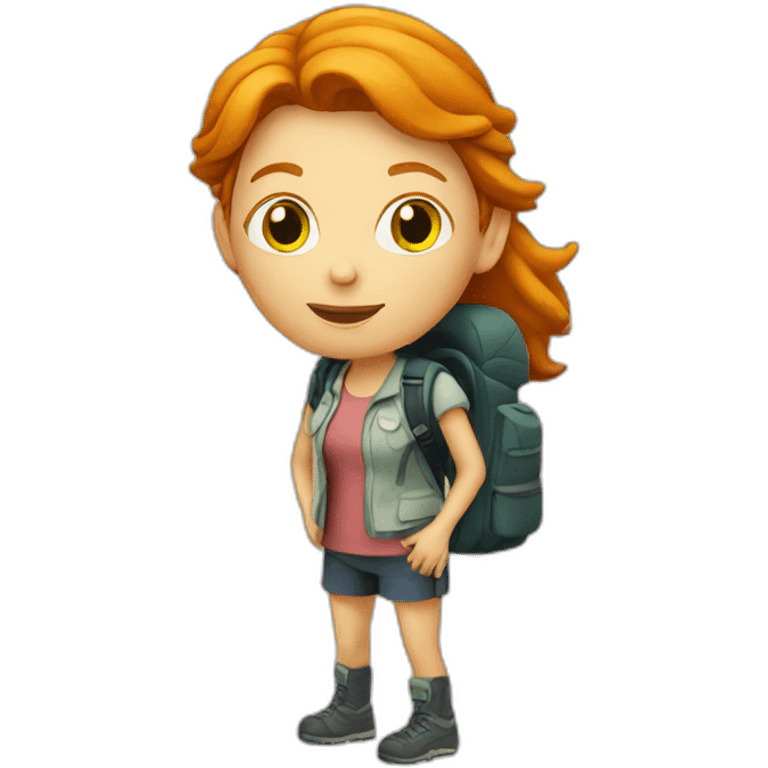 Ginger White woman with backpack and the map emoji