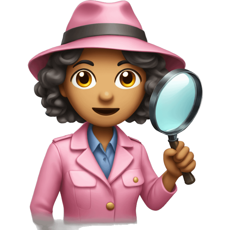  female detective olive skin wearing pink holding magnifying glass emoji