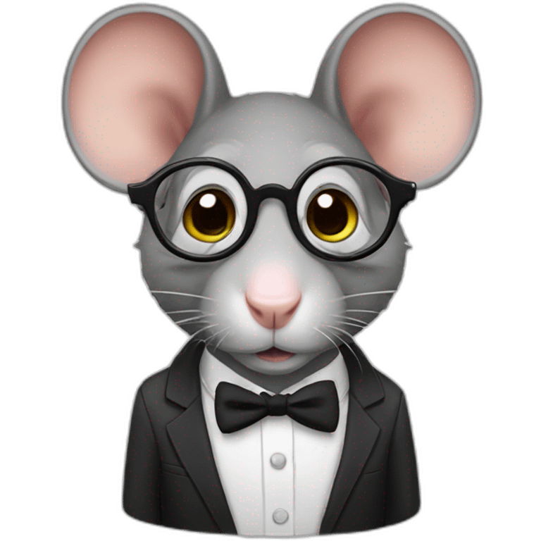 Rat with nerd glasses in Suit Teacher emoji