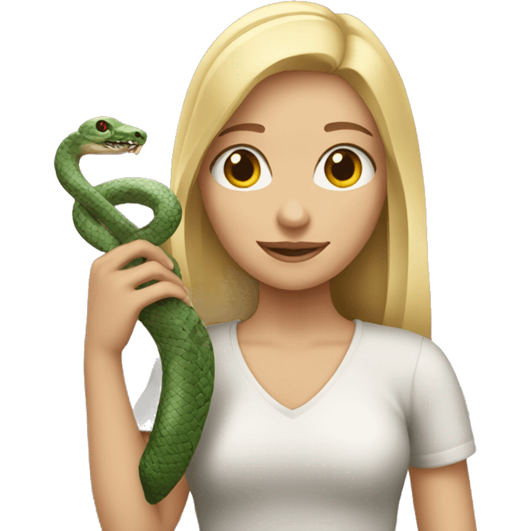 Blonde girl holding snake emoji