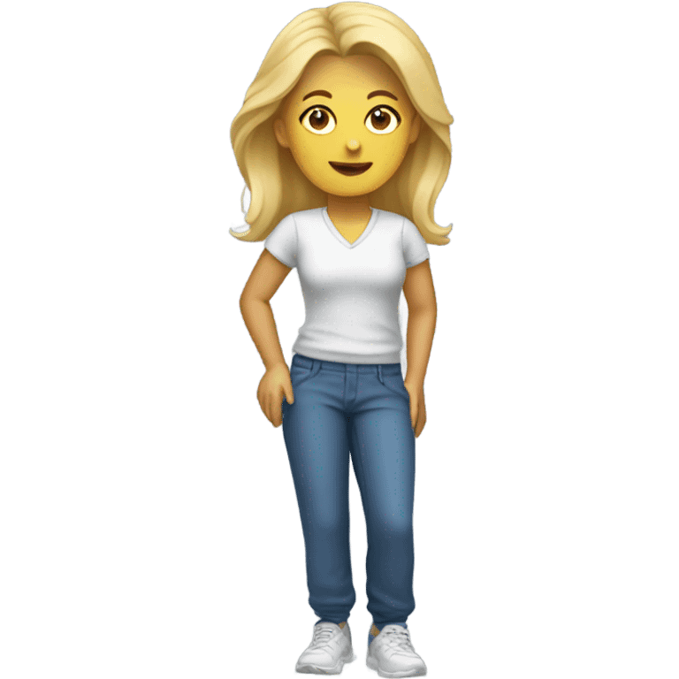 Blonde female Teacher wearing sweatpants emoji