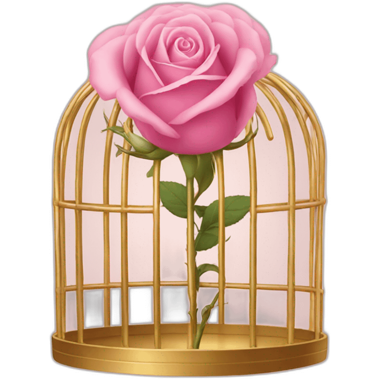 Pink rose in golden cage emoji