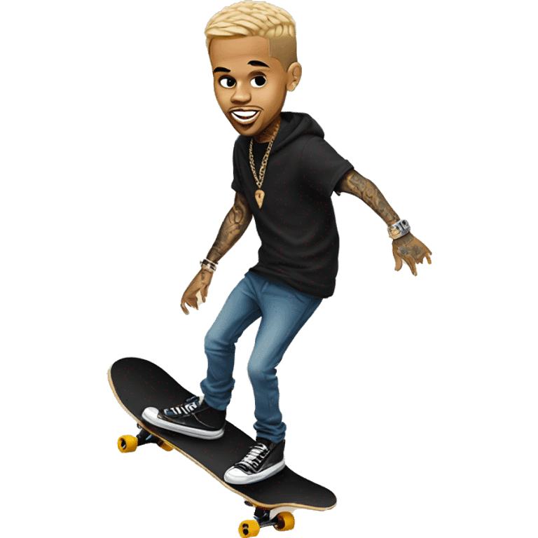 Chris brown on a skateboard  emoji