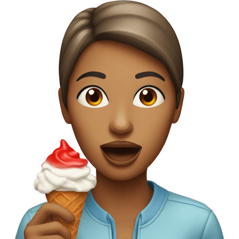 Woman eating icecream with a red cone  emoji