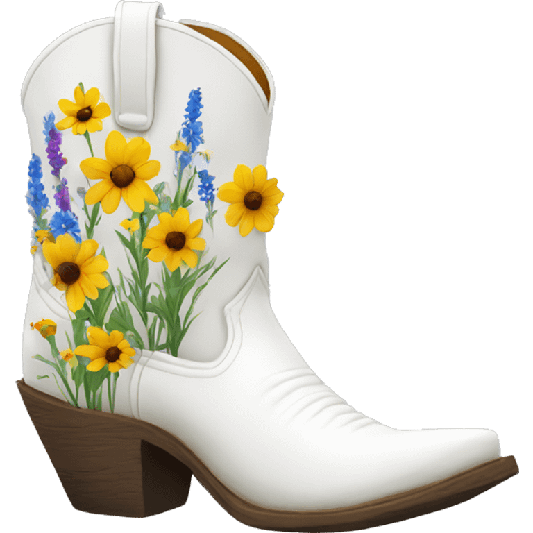 wildflowers inside of white cowboy boots emoji