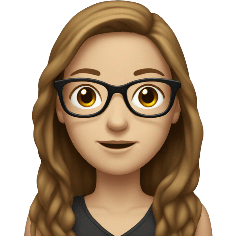 white girl with brown long hair glasses emoji