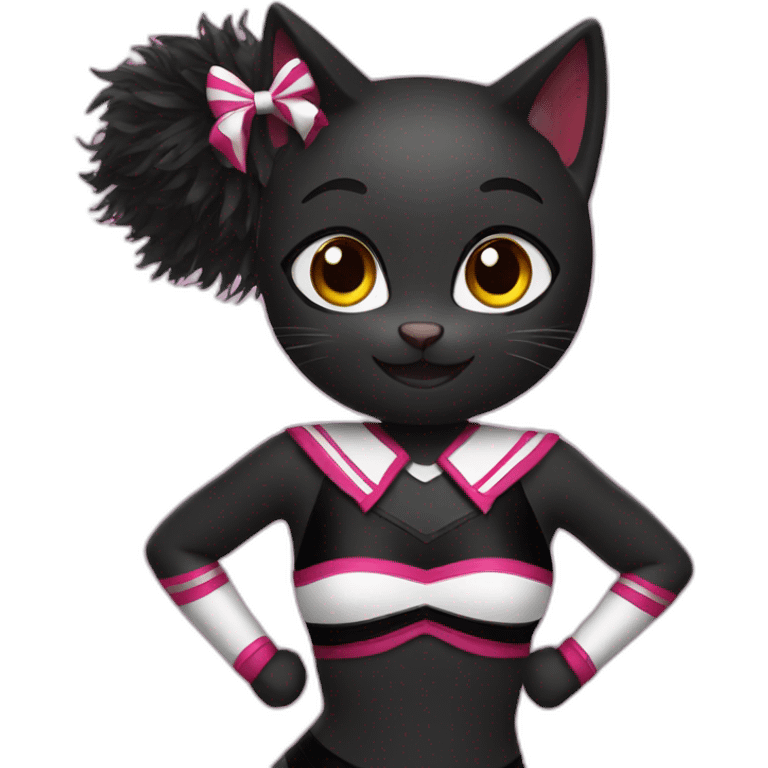 Black cat cheerleader emoji