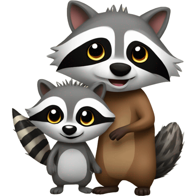 racoon and hedgehog friends emoji