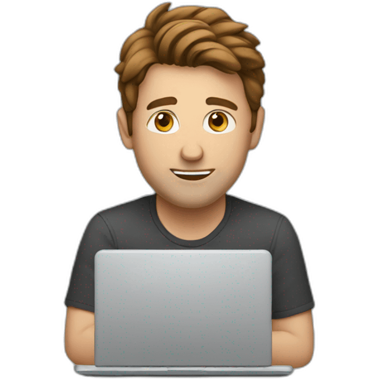 white man, with brown hair, behind the laptop emoji