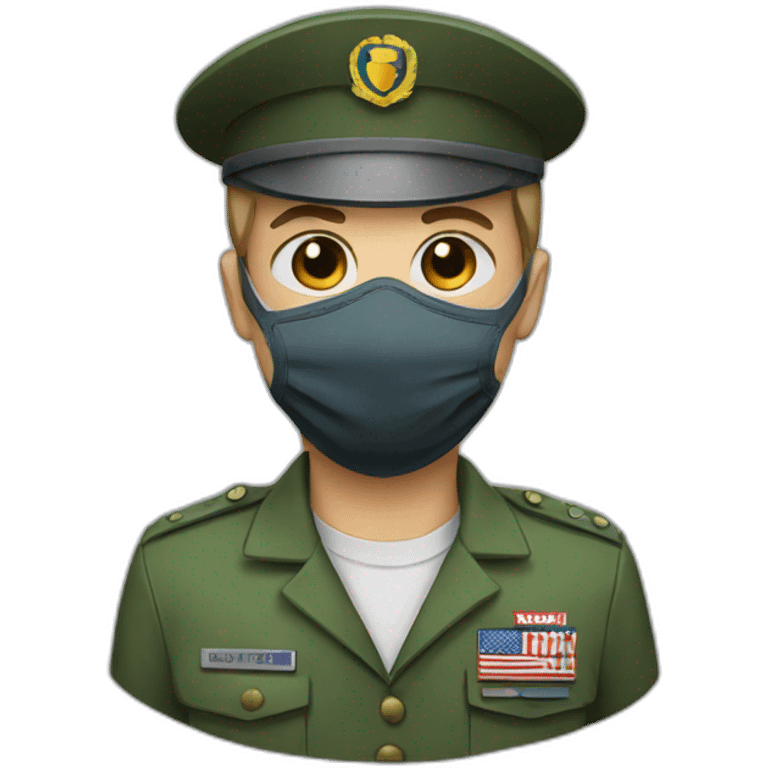 a military Headshot in a Medical masks emoji