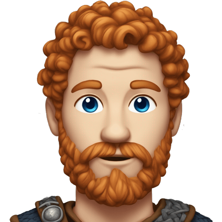 35 year old viking, male, curly red hair, blue eyes, pale emoji