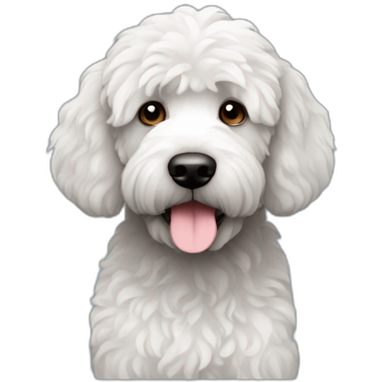 Black labradoodle with a white chest emoji