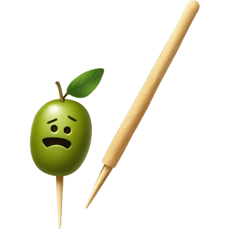 green olive on tooth pick emoji