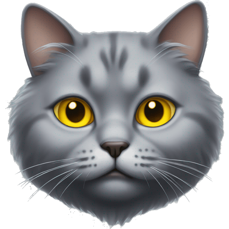 realistic fat grey fluffy cat with yellow eyes emoji