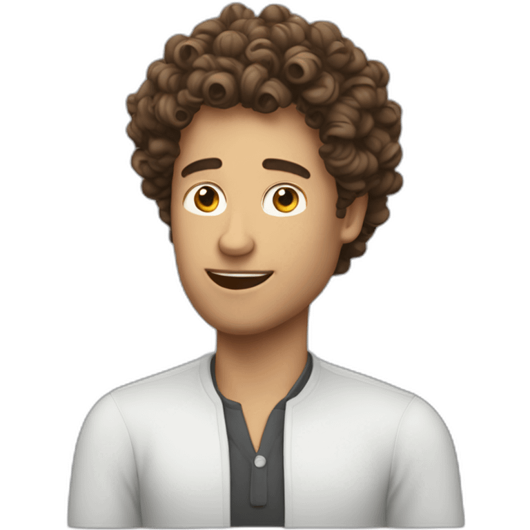 A curly heir guy talking in a podcast emoji