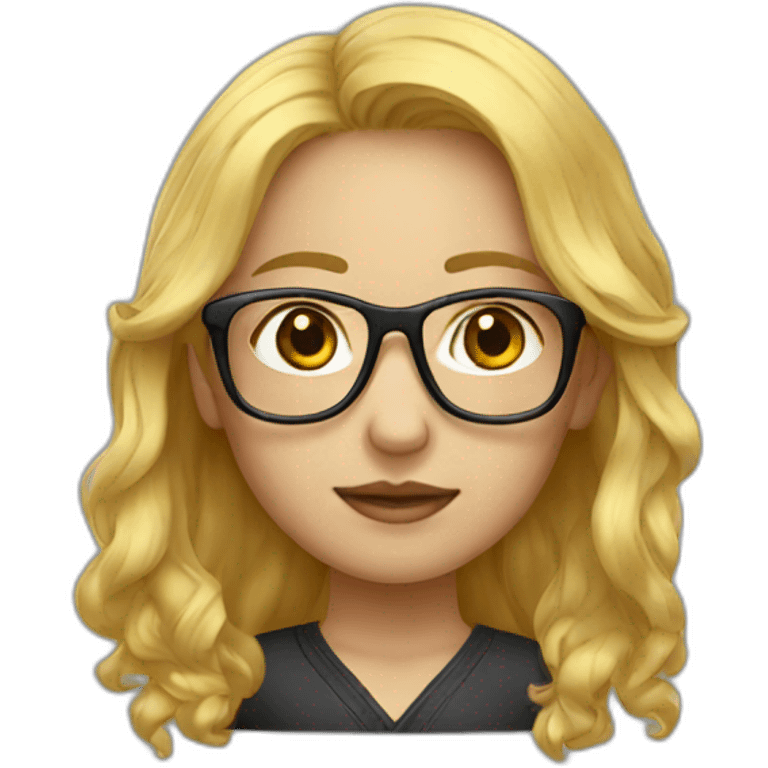 Golden hair-glasses-Chinese-female emoji