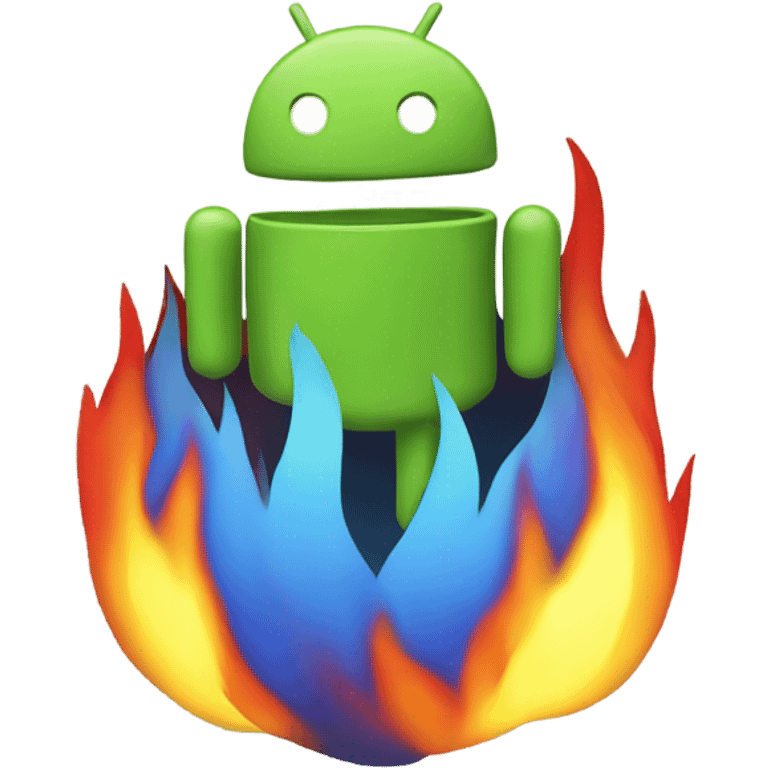 The Android logo on fire emoji