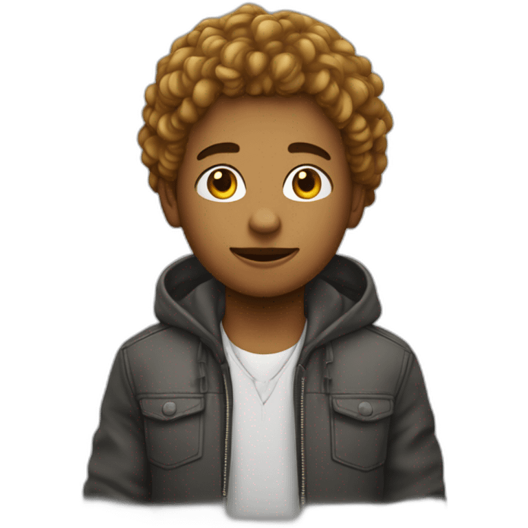 Un garçon métisse avec les cheveux crépus  emoji