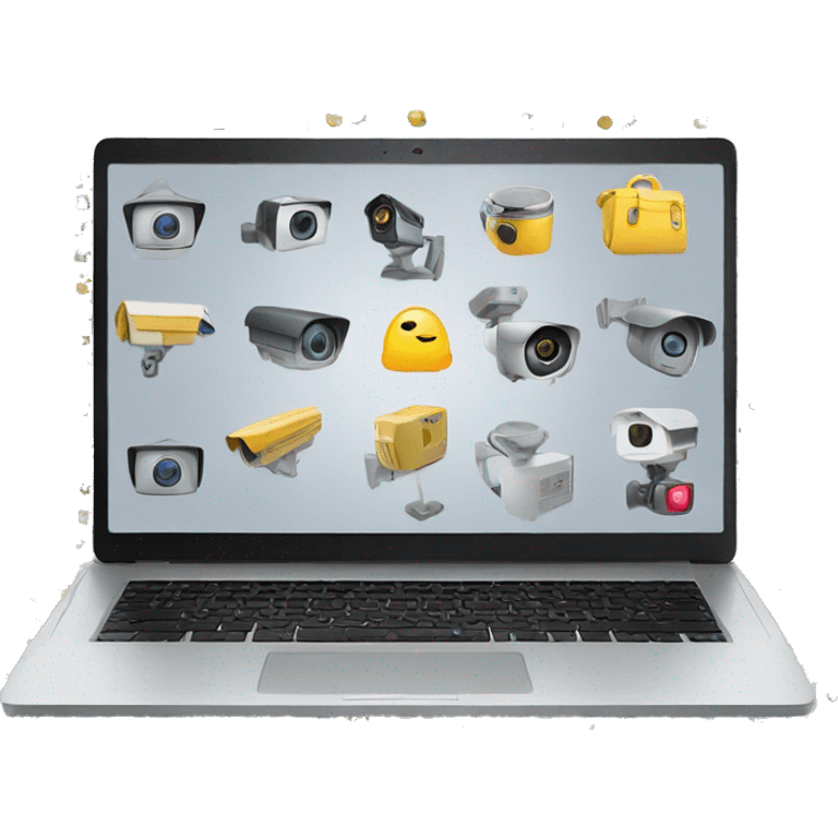 laptop screen with videos from security cameras emoji