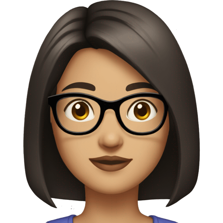 girl 25 years old Bob cut dark hair brown eyes round glasses emoji