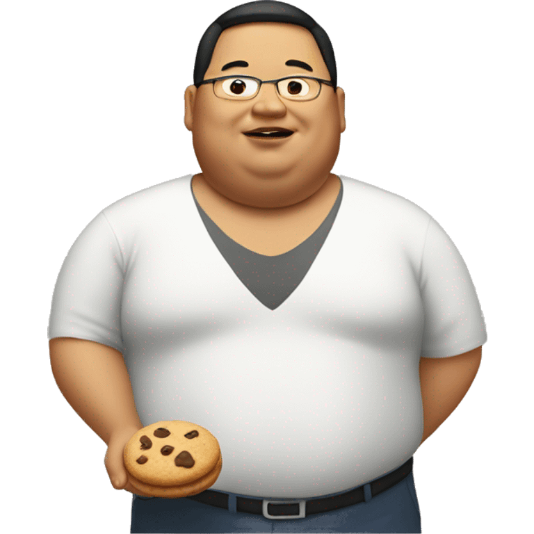 Fat Asian man with cookies  emoji