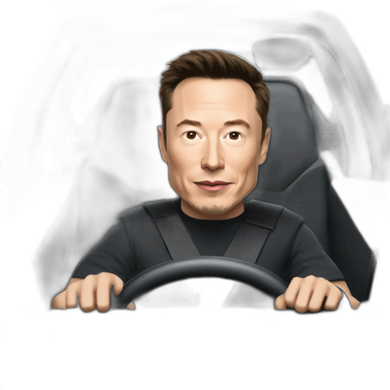 Elon musk riding in a Tesla cyber truck  emoji