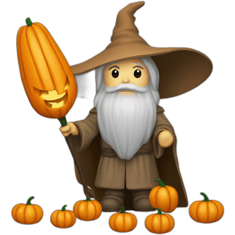 Gandalf qui décore une citrouille emoji