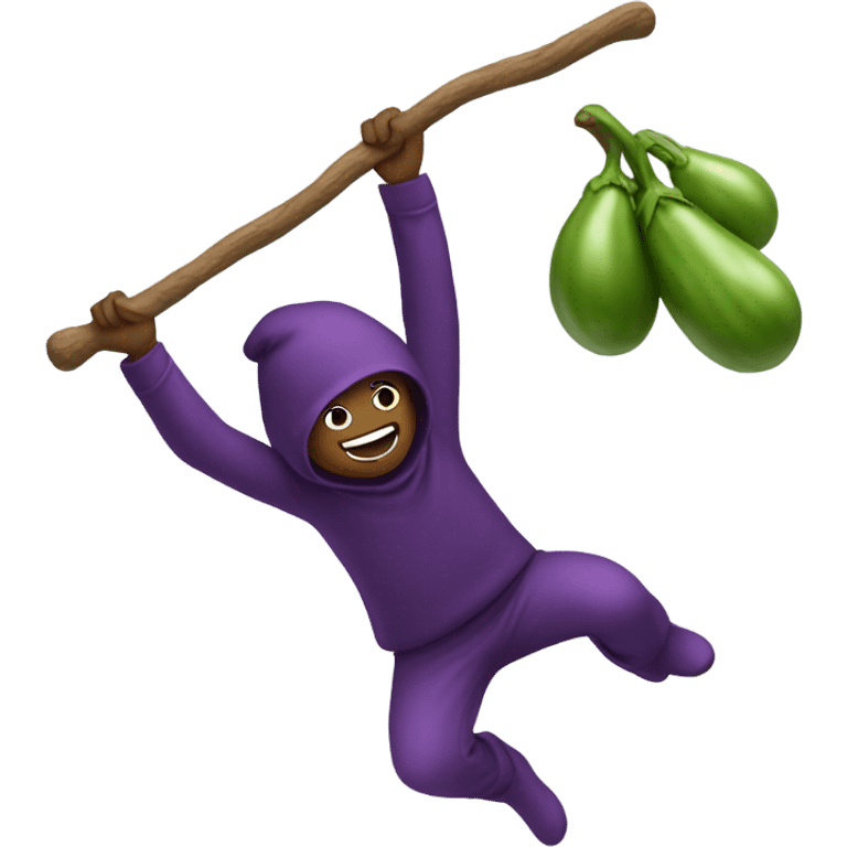 Person swinging on eggplant emoji