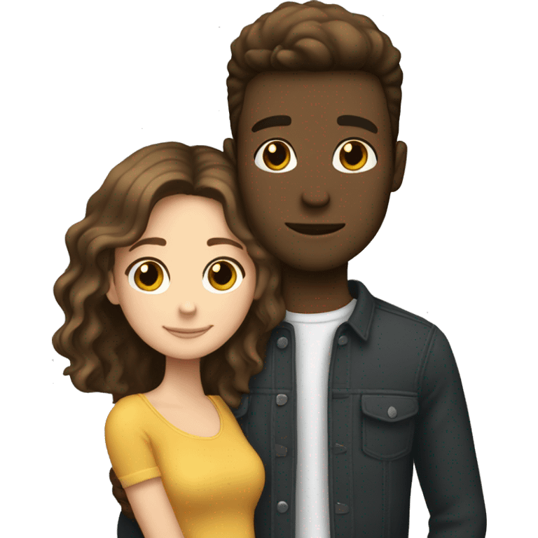 white boyfriend and girlfriend hugging  with brunette hair  emoji