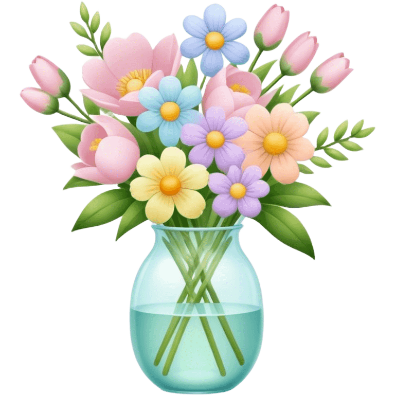 Pastel spring floral arrangement in vase  emoji