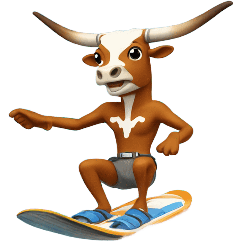 Texas Longhorn mascot on water skis jumping emoji